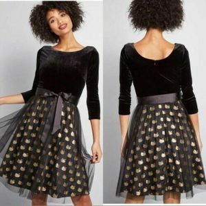 ModCloth for Hello Kitty Black Tulle & Velvet Dress Sz M